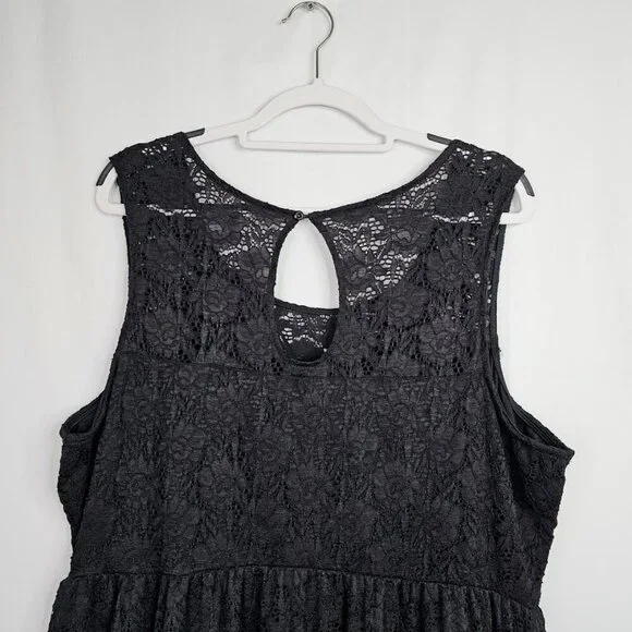 NWT MAURICES+ Lace Dress BLACK 3X Plus size Skater Whimsigoth Chic Lined Goth - Picture 8 of 9